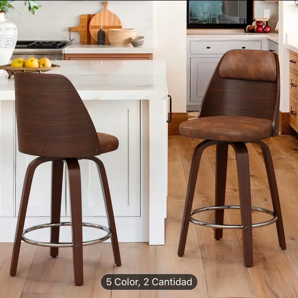 Brown Kitchen Bar Stools with Curved Seats and Angled Legs, set of 3, new in box